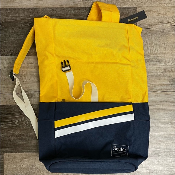 Roll Top Backpack Blue & Yellow.. New! - Picture 9 of 15